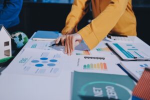 Facilities management team implementing ESG carbon arbitrage strategy in a high compliance building