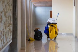 Soft FM cleaning team maintaining a commercial office lobby