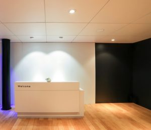 Reception area representing soft services for office buildings