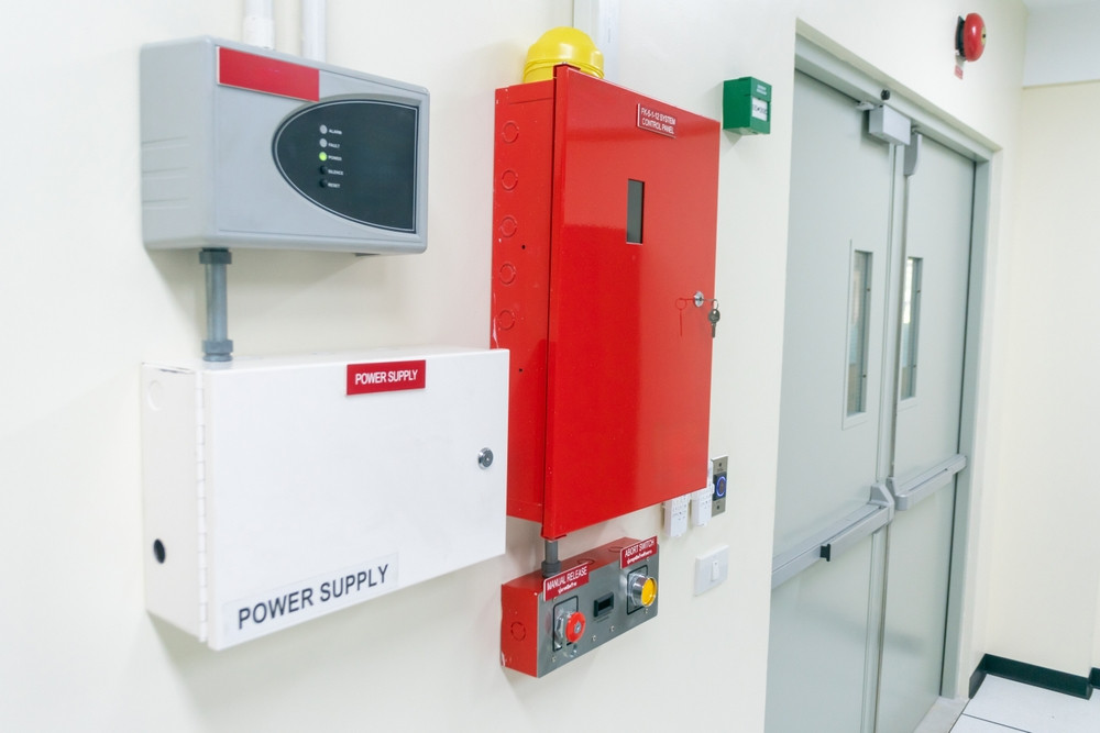 inspecting a commercial fire door in a commercial building